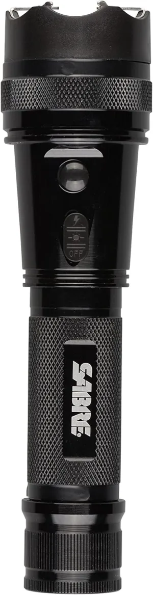 SABRE 2-in-1 Stun Gun with Flashlight and Belt Holster, Emits .76 Powerful Pain-Inducing Microcoulombs (µC) Charge, 130 Lumen Flashlight, Safety Switch, Rechargeable