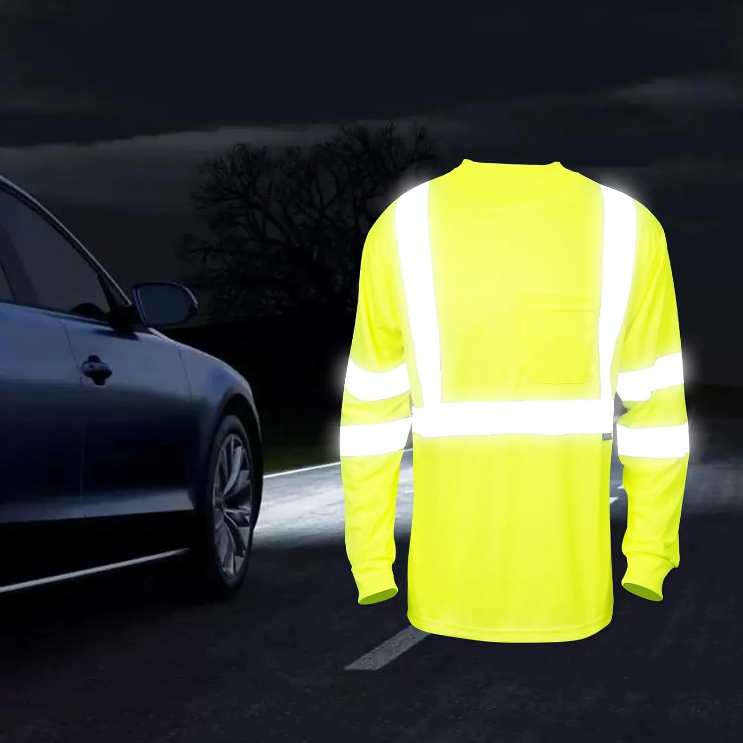 Safety Shirt Long Short Sleeve High Visibility Breathable T Shirt for Work Warehouse Construction Class 3
