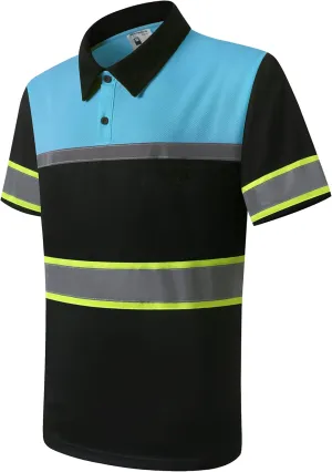 Safety Shirts for Men,High Reflective Men Polo Shirts with Pocket,Short Sleeve Workwear Breathable