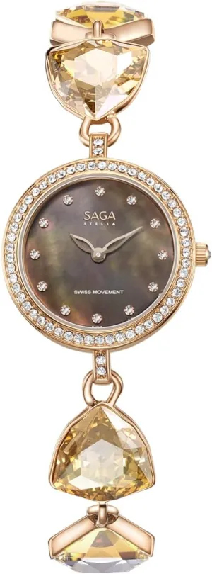 SAGA Change Series Women's Luxury Watch, 22.5mm MOP Dial, Swiss Quartz Movement, 316L Stainless Steel, 30M Water Resistant, Adjustable Crystal Bracelet,Perfect for Special Occasions