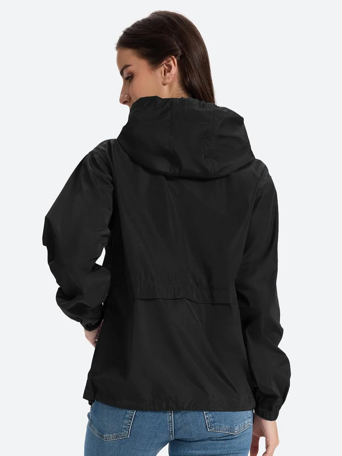 SaphiRose Lightweight Rain Jacket Women Waterproof Breathable Raincoat Packable Hooded Windbreaker