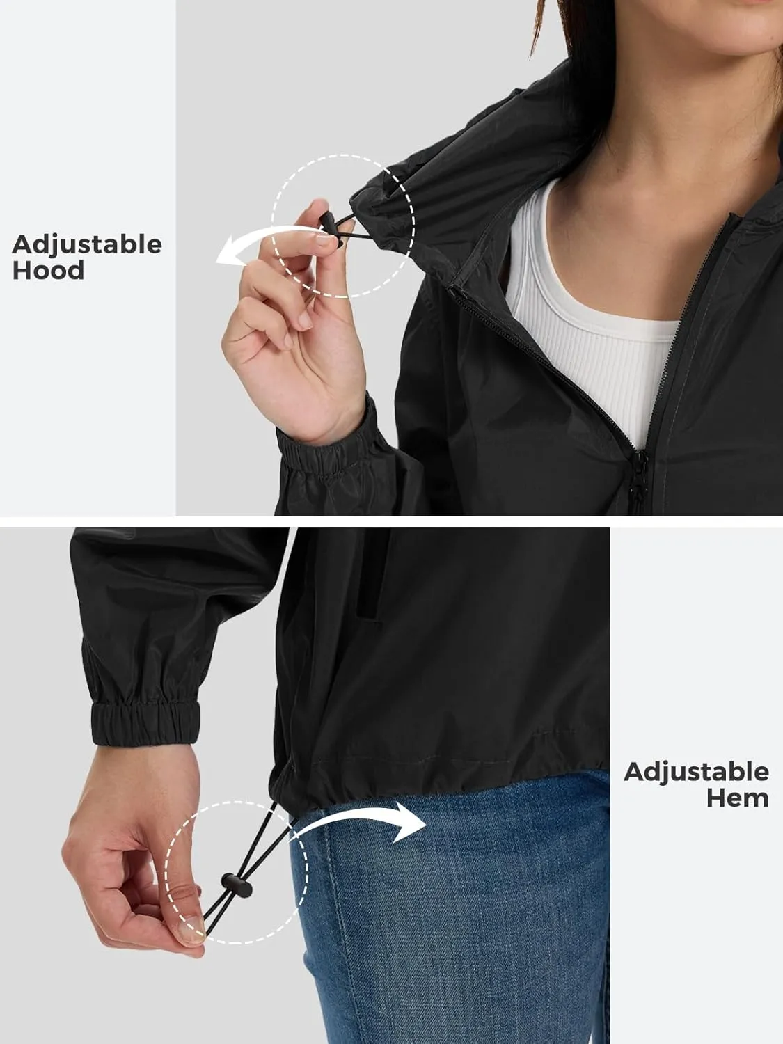SaphiRose Lightweight Rain Jacket Women Waterproof Breathable Raincoat Packable Hooded Windbreaker