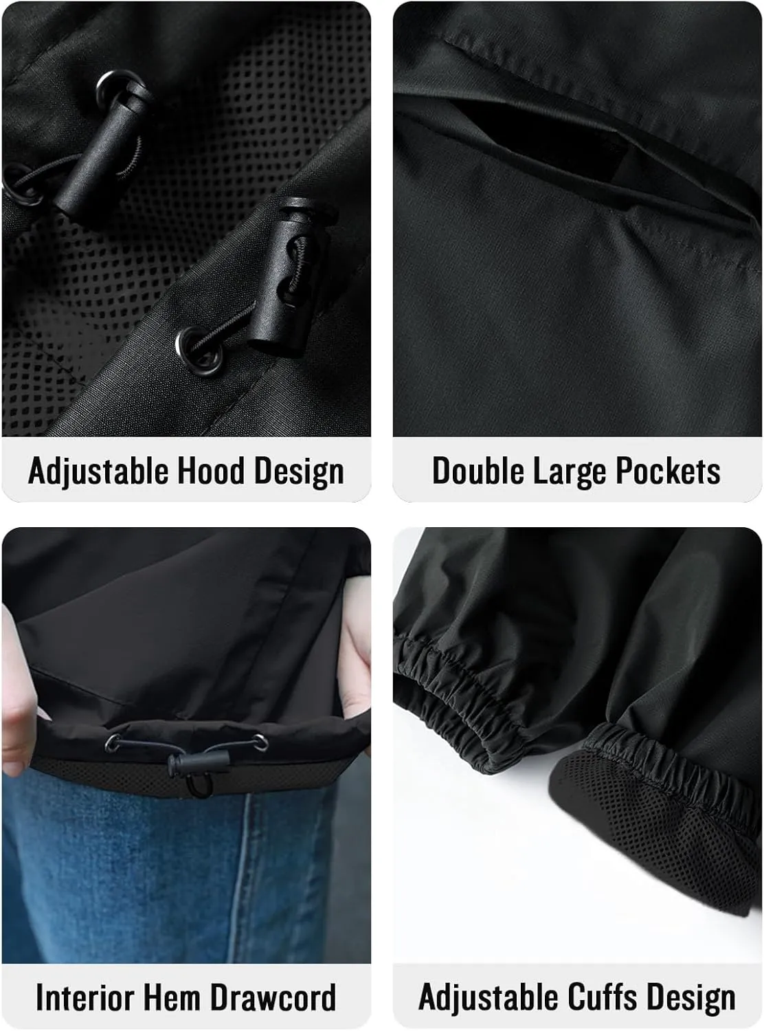SaphiRose Lightweight Rain Jacket Women Waterproof Breathable Raincoat Packable Hooded Windbreaker