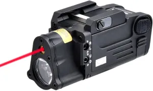 SBLA-LP Red/Green Laser Light Flashlight Sight Combo，LED 400 Lumens Flashlight With Laser，Compact Rail Mount Tactical Flashlight Laser Beams，With Strobe Mode，For 20MM Rail Mount (Red Laser BK)