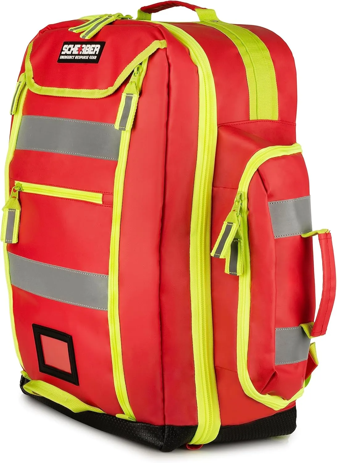 Scherber Fully-Stocked Premium First Responder Backpack | EMT/EMS Medic Trauma & Oxygen Medical Professional Kit | Bag w/ 4 Color-Coded Removable Pouches, O2 Storage, & 250  First Aid Supplies - Red