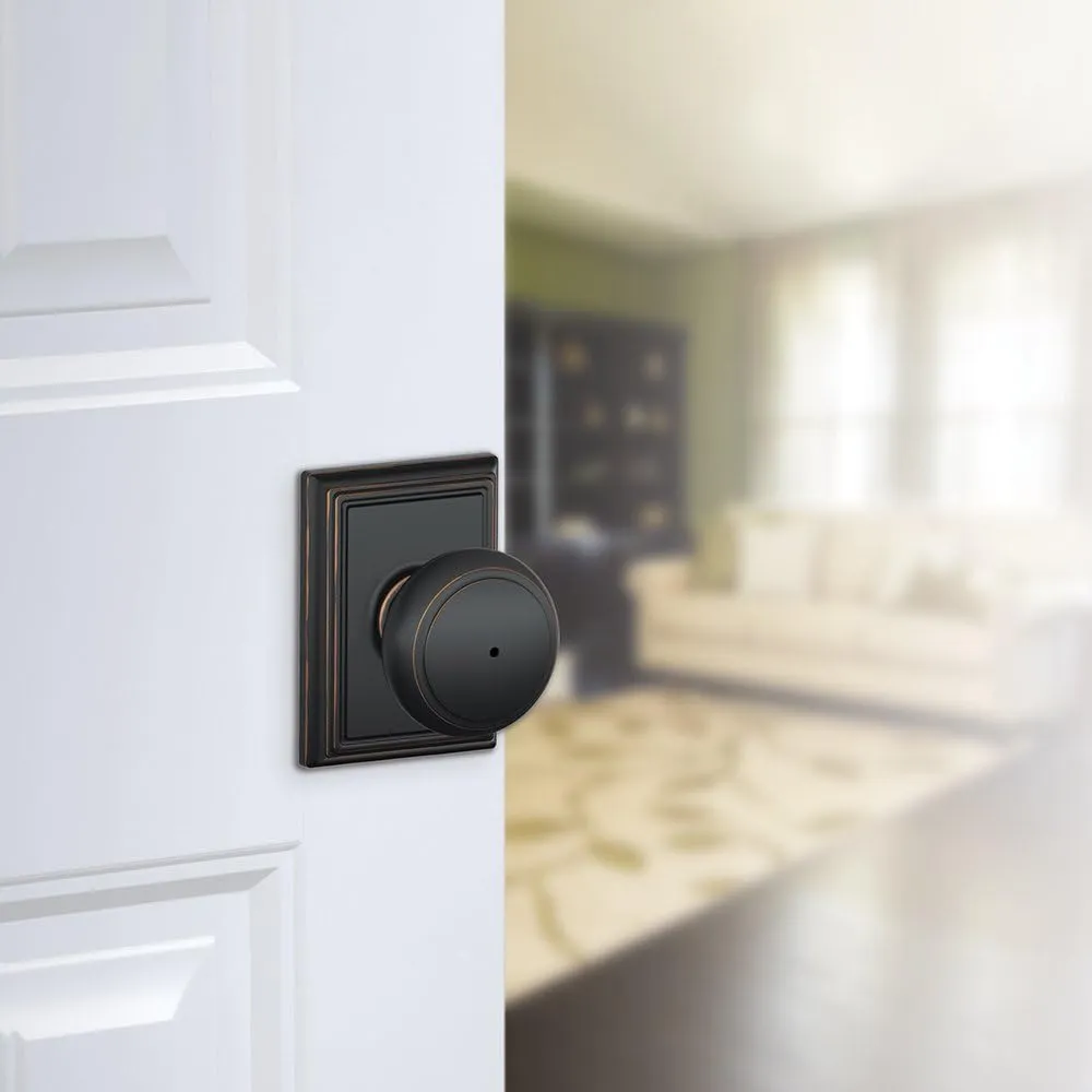 Schlage F40 AND 716 ADD Andover Door Knob with Addison Trim, Bed & Bath Privacy Lock, Aged Bronze