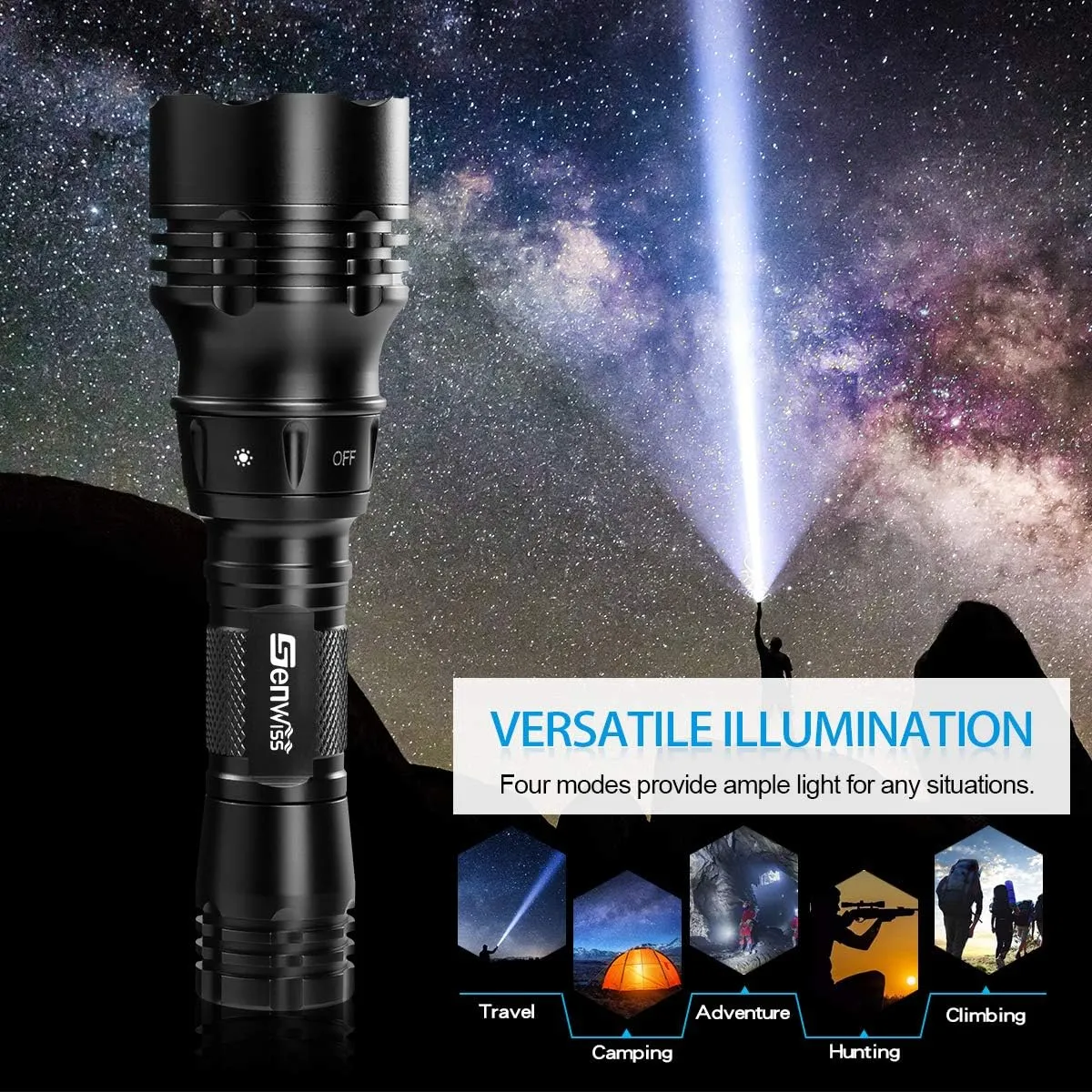 Scuba Diving Flashlight Dive Torch 2000 Lumen Waterproof Underwater XM-L2 LED Submarine Lights Holder with Charger for Under Water Deep Sea Cave at Night