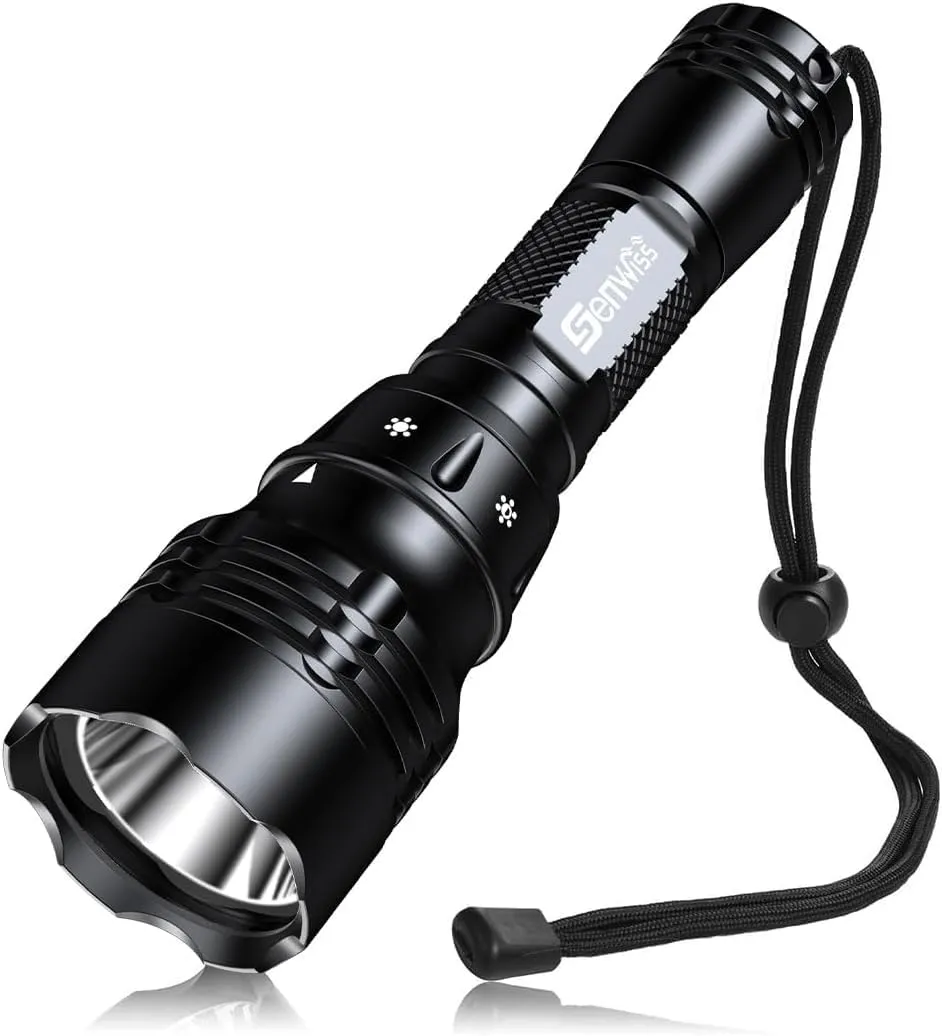 Scuba Diving Flashlight Dive Torch 2000 Lumen Waterproof Underwater XM-L2 LED Submarine Lights Holder with Charger for Under Water Deep Sea Cave at Night