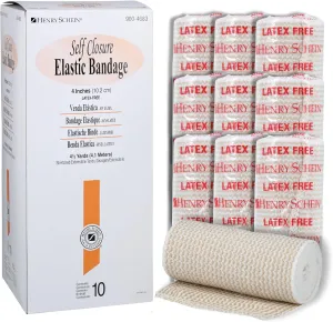 Self Closure Elastic Bandage with Velcro, 4" x 4.5 Yards, Tan, Non-Sterile, Box of 10