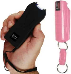 Self Defense Protection Bundle (1) Runt 20 Million Volt Stun Gun (1) Pepper Shot .5 OZ O.C. Pepper Spray with Quick Release Key Ring