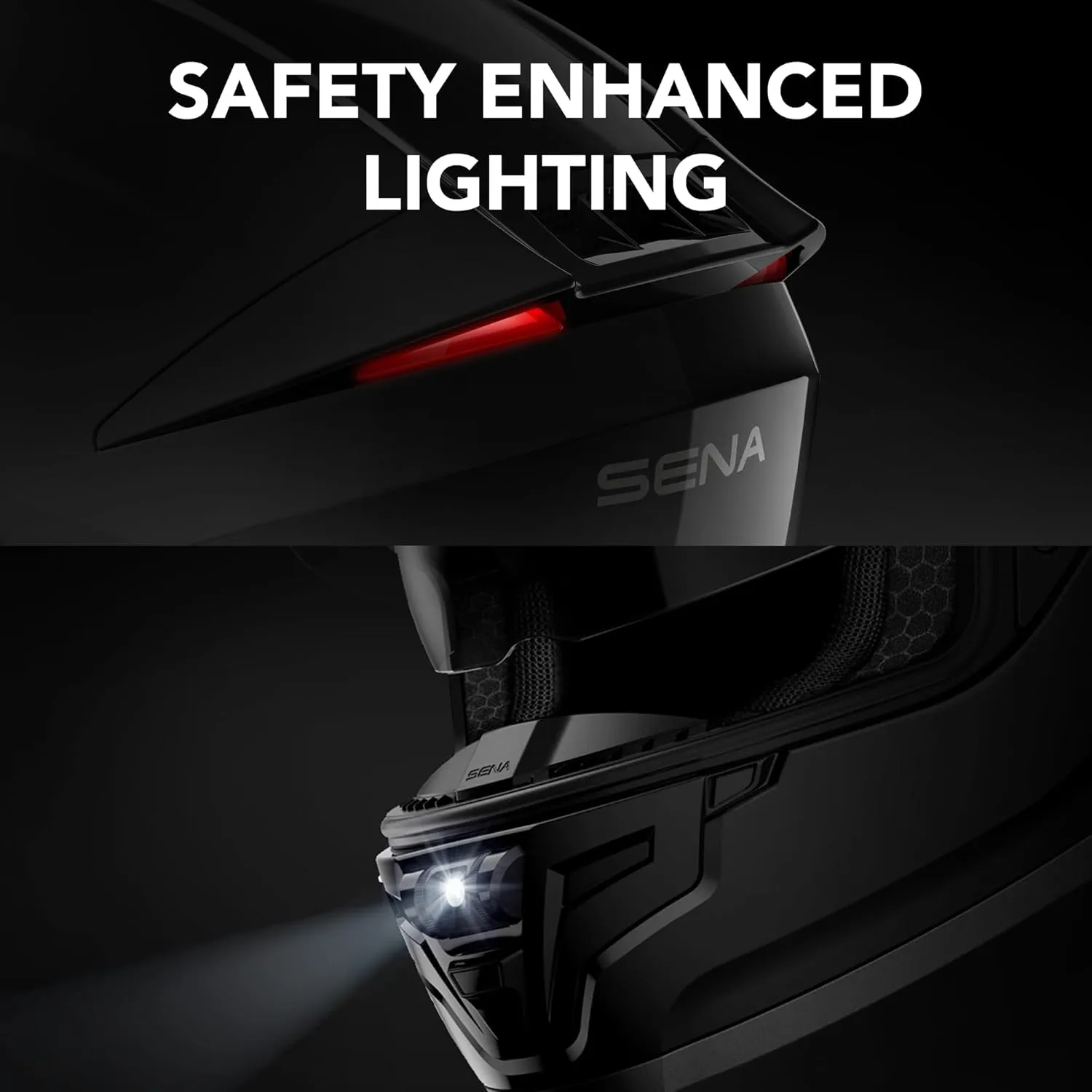 Sena Phantom Full Face Smart Motorcycle Helmet with Integrated Communications, LED Lighting, and 2nd Generation Sound by Harman Kardon
