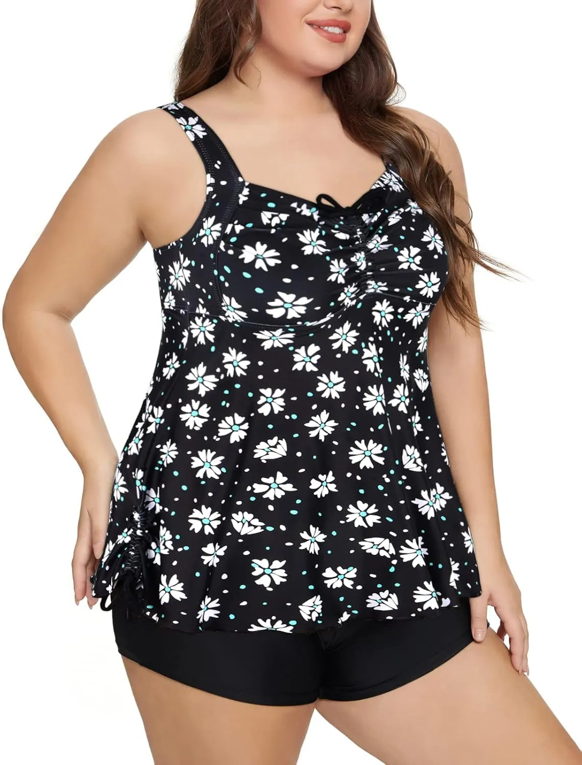 Septangle Women Plus Size Bathing Suits Paisley Print Two Piece Swimsuit Tankini Swimwear