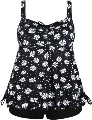 Septangle Women Plus Size Bathing Suits Paisley Print Two Piece Swimsuit Tankini Swimwear