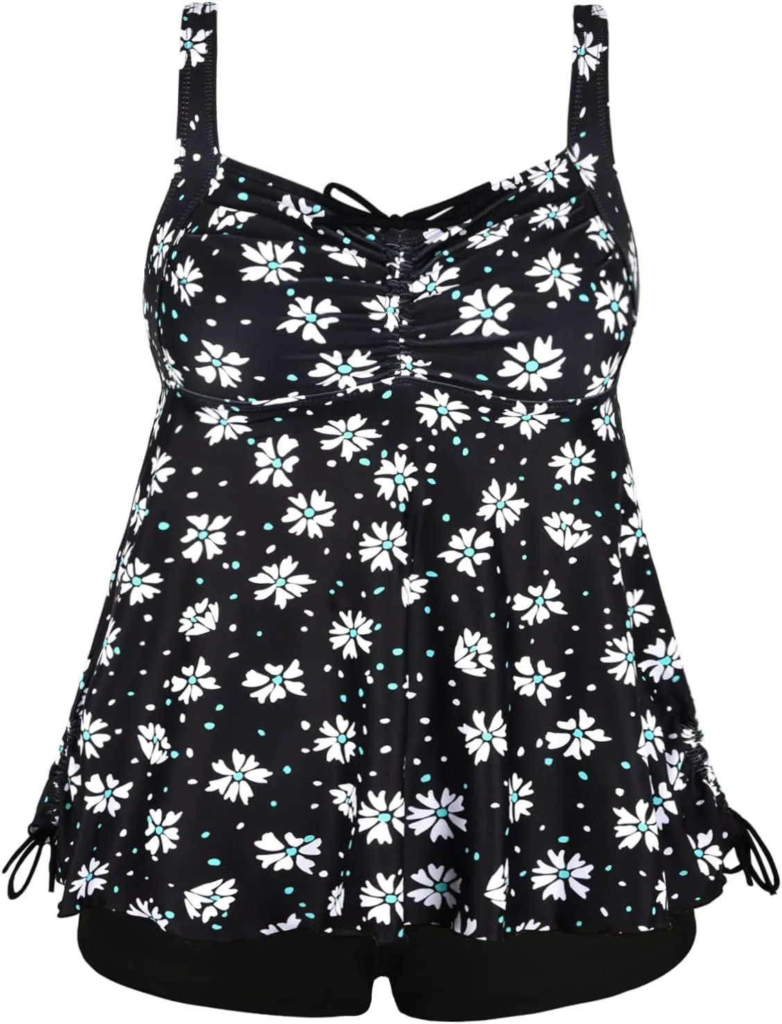 Septangle Women Plus Size Bathing Suits Paisley Print Two Piece Swimsuit Tankini Swimwear