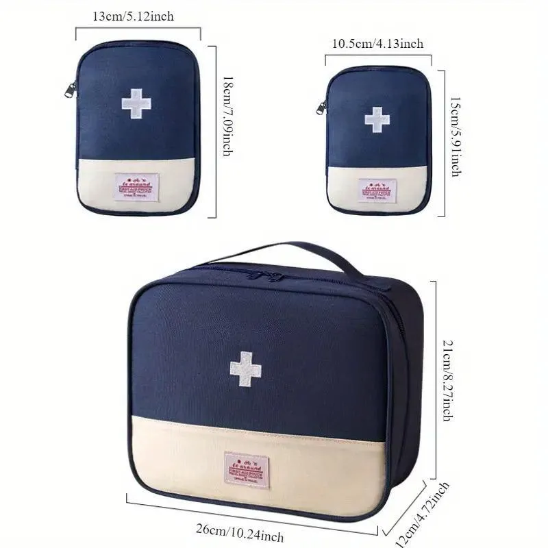 Set of 3 Portable Travel Medical Bags Organiser for Home Emergency Storage Use