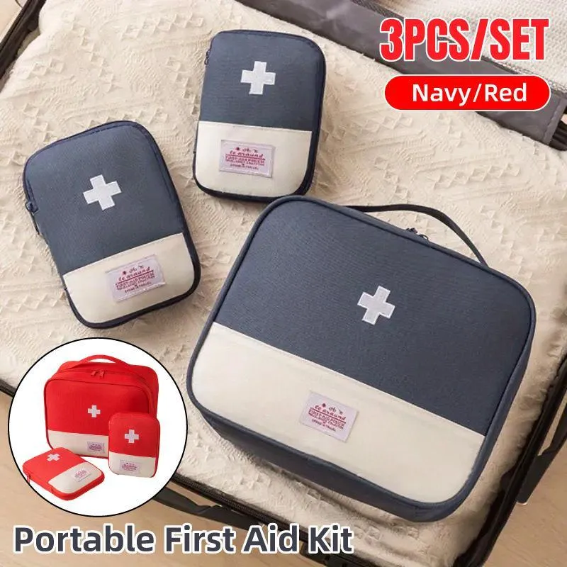 Set of 3 Portable Travel Medical Bags Organiser for Home Emergency Storage Use