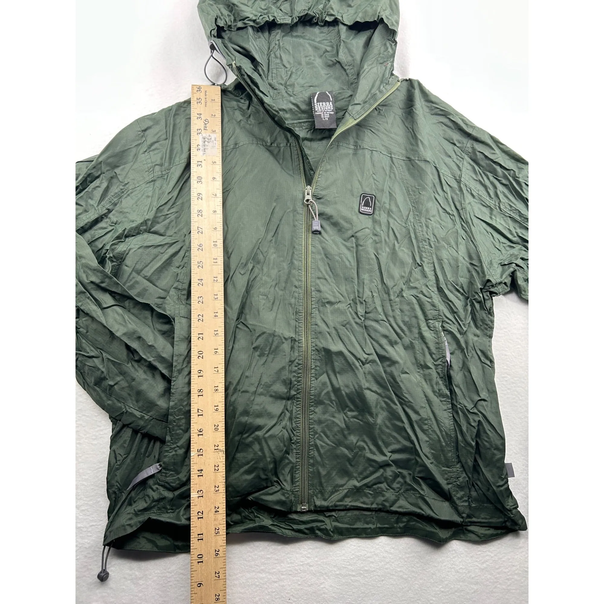 Sierra Designs Green Lightweight Nylon Hooded Jacket #6483