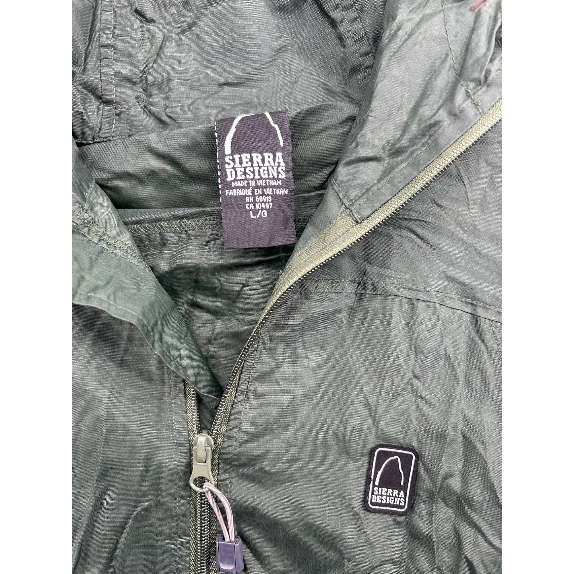 Sierra Designs Green Lightweight Nylon Hooded Jacket #6483