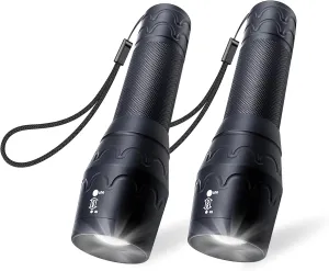 Single Mode Flashlight, High Lumen LED Flashlights with Zoomable Beam, Compact Handheld Flash Light for Camping, Outdoor, and Home Use, 2-Pack