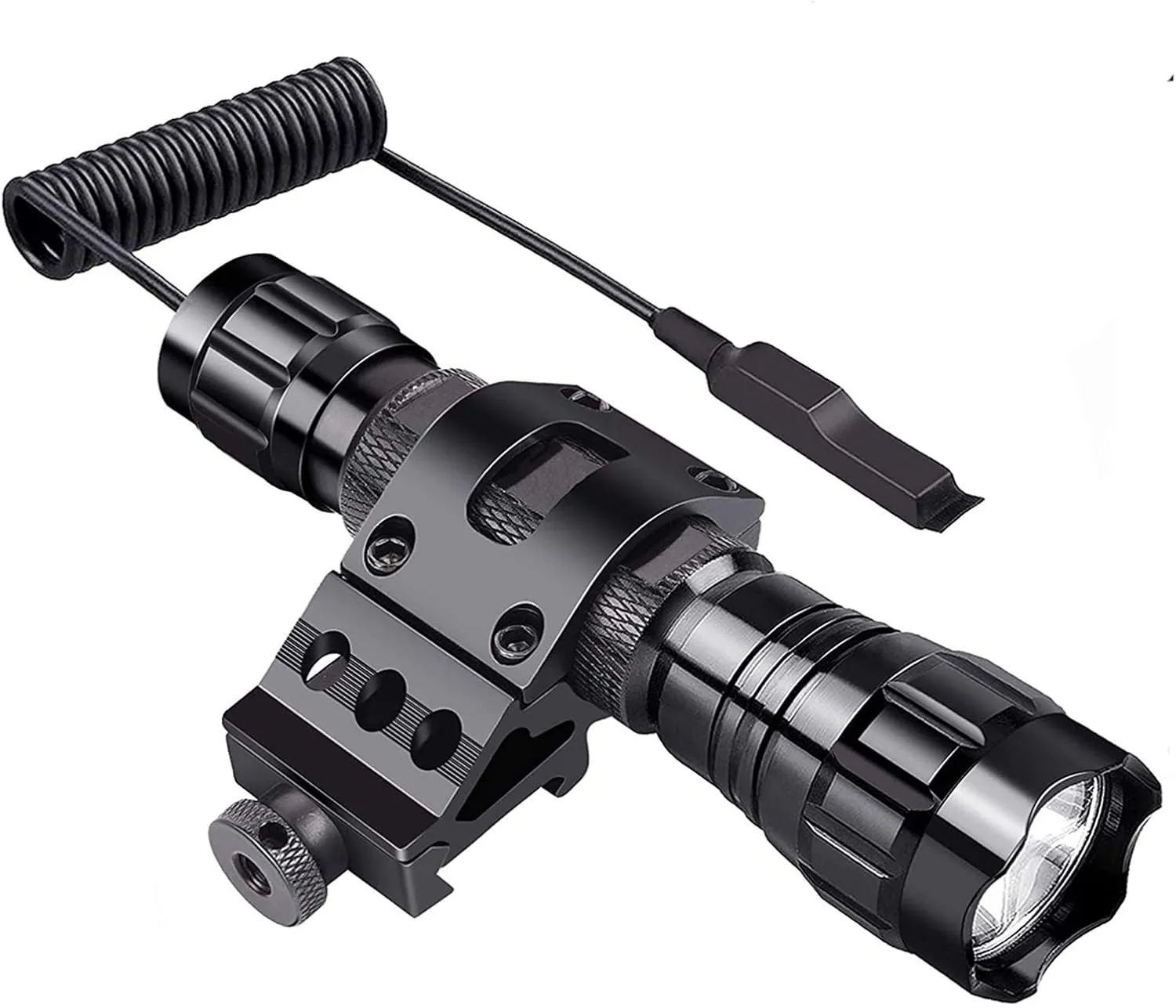 Single Mode Tactical Flashlight, 1000 Lumens LED Rifle Hunting Light, Flashlights with Picatinny Rail Mount, Remote Pressure Switch, Charger