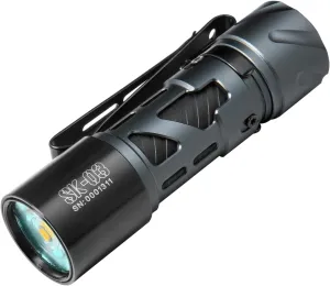 SK03 Lite 1000 Lumens LED Flashlight Without Sidelight & Filters, AA Rechargeable EDC Flashlight with Tail Switch, 393 ft, 5 Modes, Pocket Size Portable Flashlight for Outdoor Activity