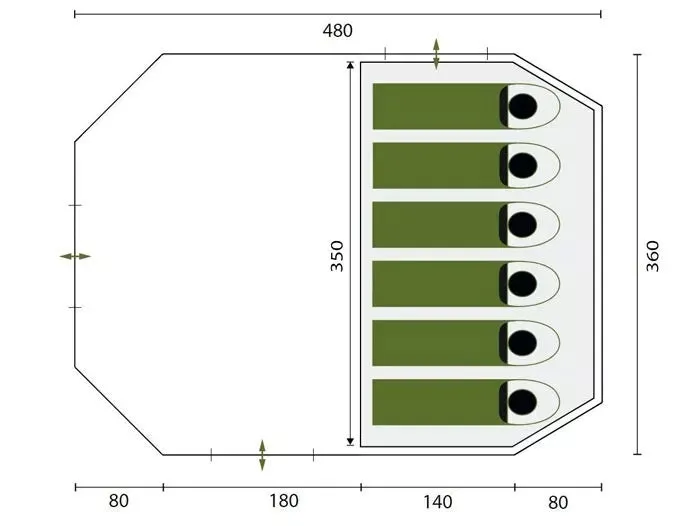 Skandika Kambo 6 Tent Tunnel 6 Person in Black & Green (SKA0048)