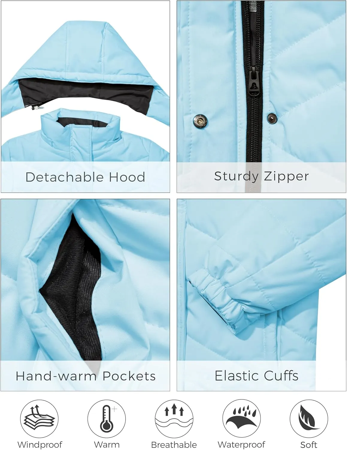 Skieer Girls' Waterproof Ski Jacket Warm Windproof Snow Winter Coat