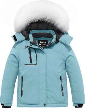 Skieer Girl's Waterproof Ski Jacket Windproof Winter Jacket Hooded Rain Coat