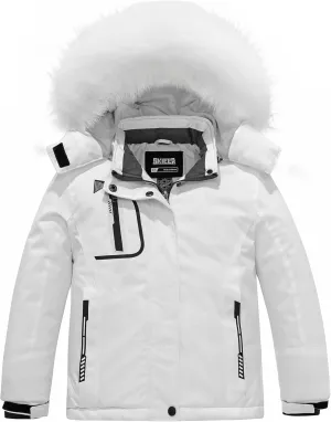 Skieer Girl's Waterproof Ski Jacket Windproof Winter Jacket Hooded Rain Coat