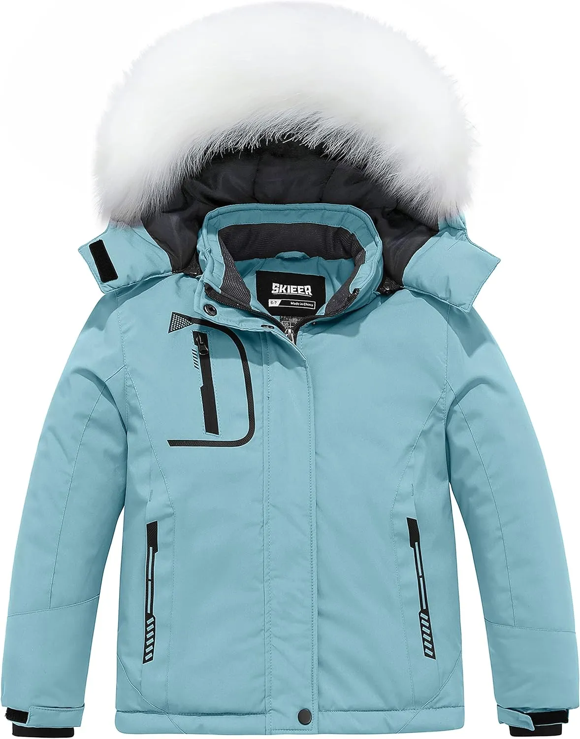 Skieer Girl's Waterproof Ski Jacket Windproof Winter Jacket Hooded Rain Coat