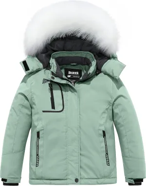Skieer Girl's Waterproof Ski Jacket Windproof Winter Jacket Hooded Rain Coat