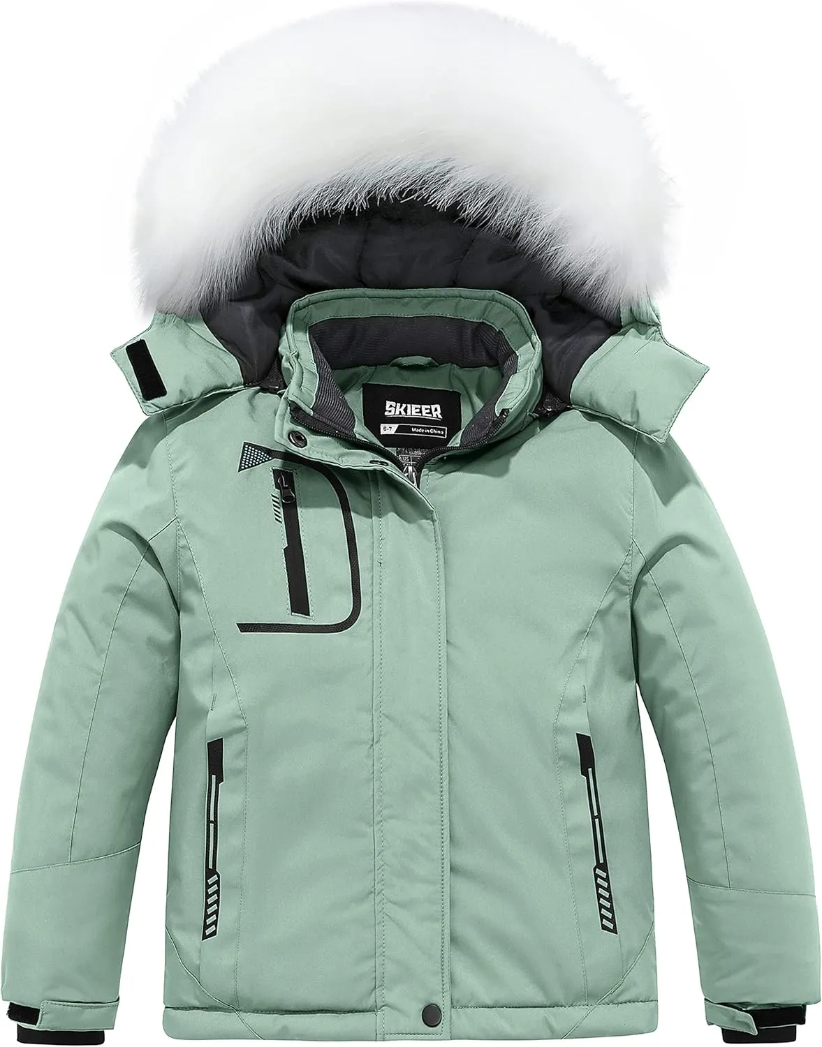 Skieer Girl's Waterproof Ski Jacket Windproof Winter Jacket Hooded Rain Coat