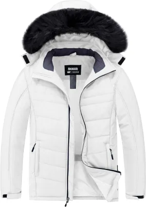 Skieer Men's Waterproof Ski Jacket Windproof Winter Coat Hooded Puffer Jacket Snowboard Rain Jacket