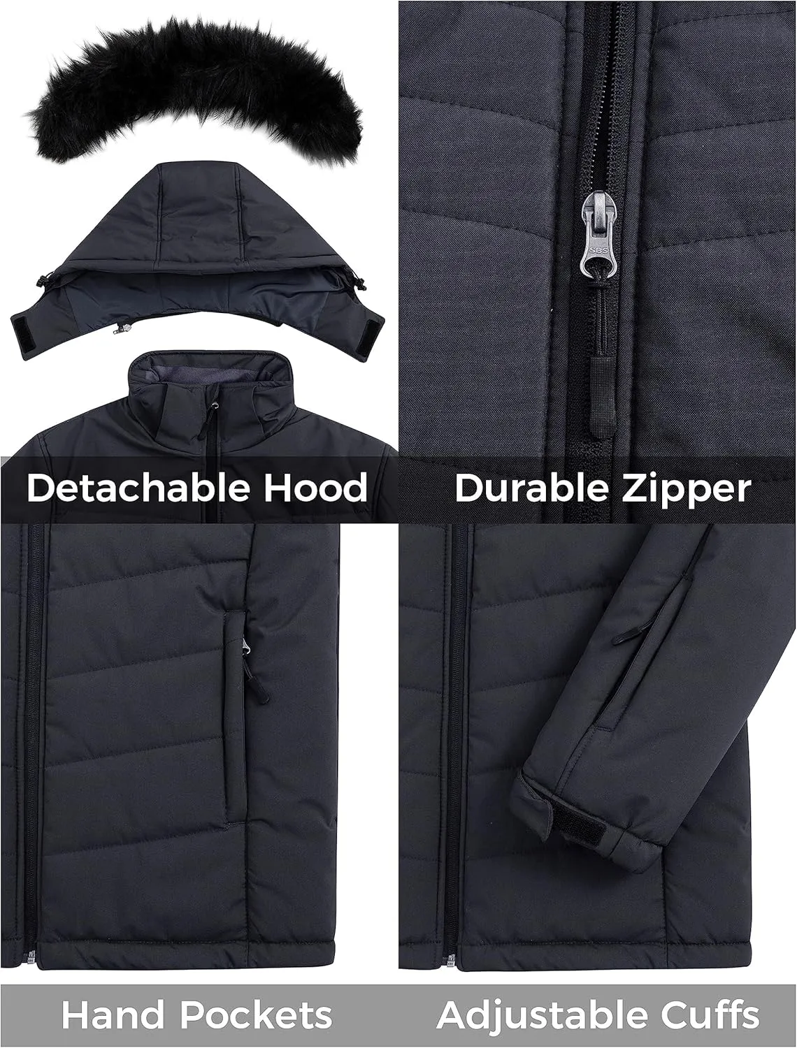 Skieer Men's Waterproof Ski Jacket Windproof Winter Coat Hooded Puffer Jacket Snowboard Rain Jacket