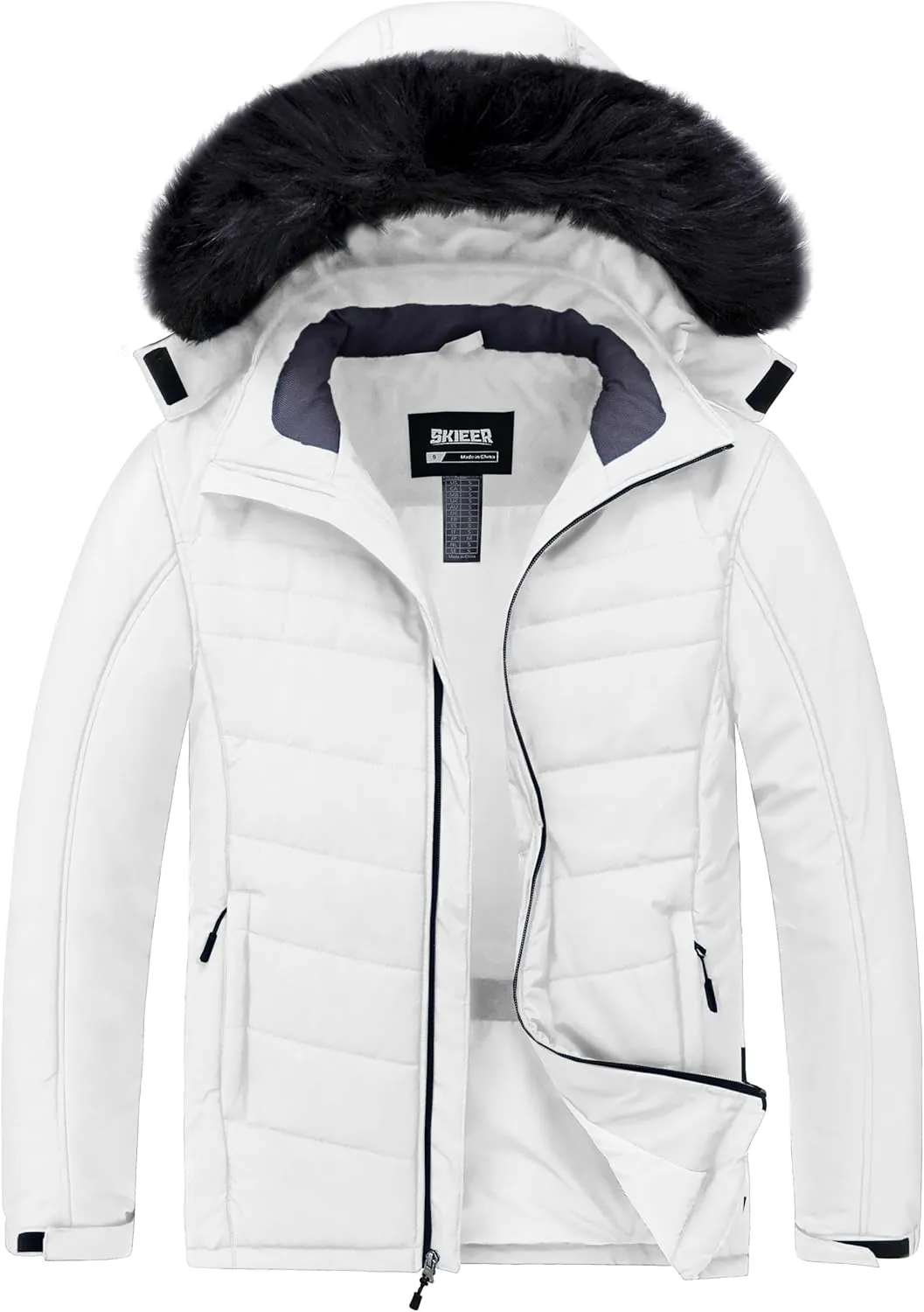 Skieer Men's Waterproof Ski Jacket Windproof Winter Coat Hooded Puffer Jacket Snowboard Rain Jacket
