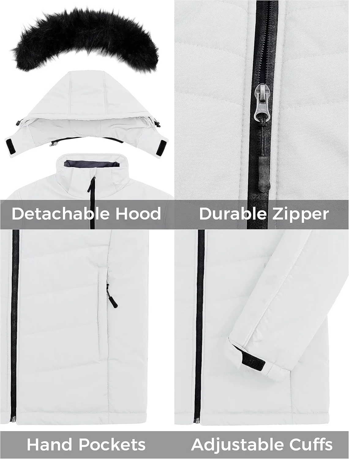 Skieer Men's Waterproof Ski Jacket Windproof Winter Coat Hooded Puffer Jacket Snowboard Rain Jacket