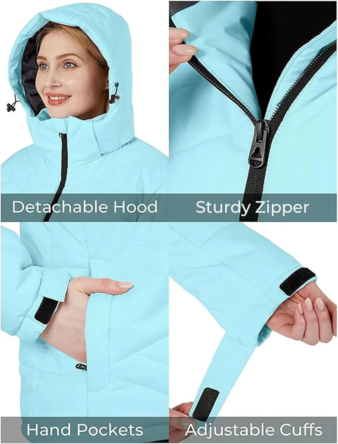 Skieer Women's Waterproof Ski Jacket Warm Snow Winter Coat Mountain Windproof Hooded Raincoat