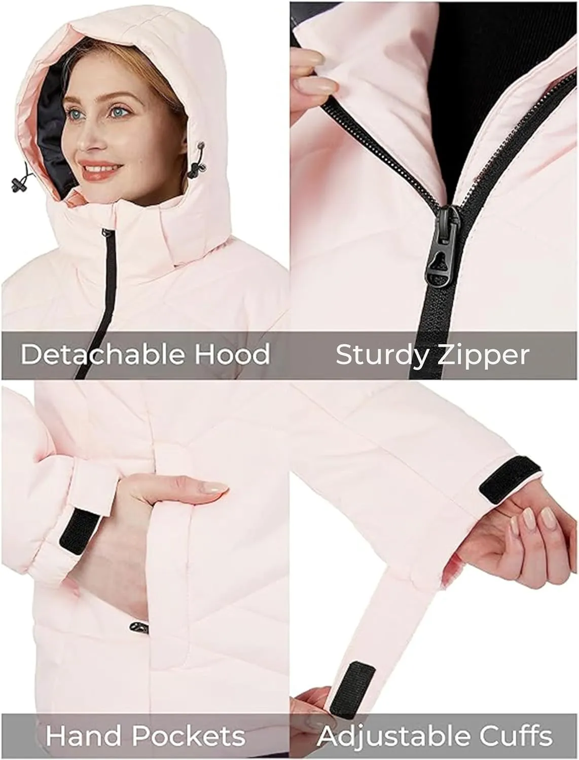 Skieer Women's Waterproof Ski Jacket Warm Snow Winter Coat Mountain Windproof Hooded Raincoat