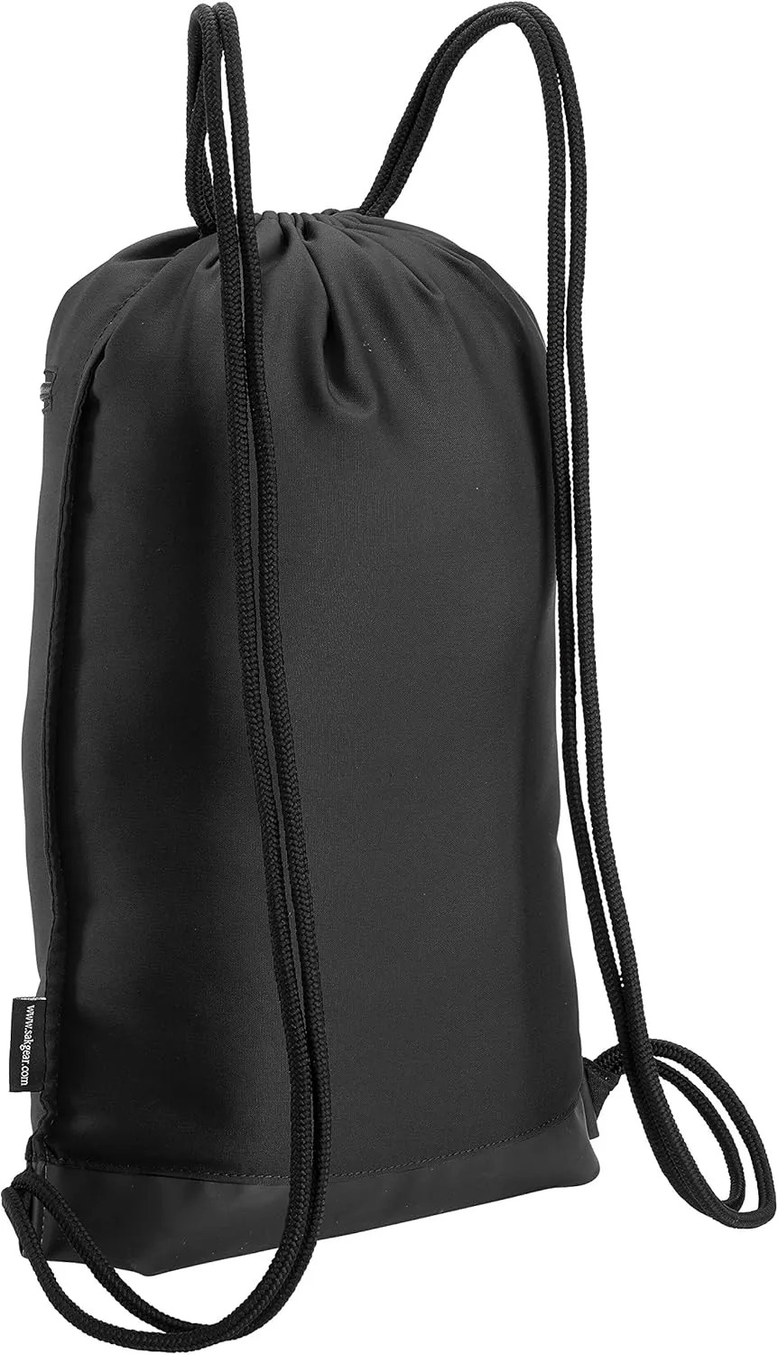 Skog Å Kust GymSak | Patented 2-in-1 Drawstring Cinch Bag with Removable Waterproof Dry Bag | Black & Grey