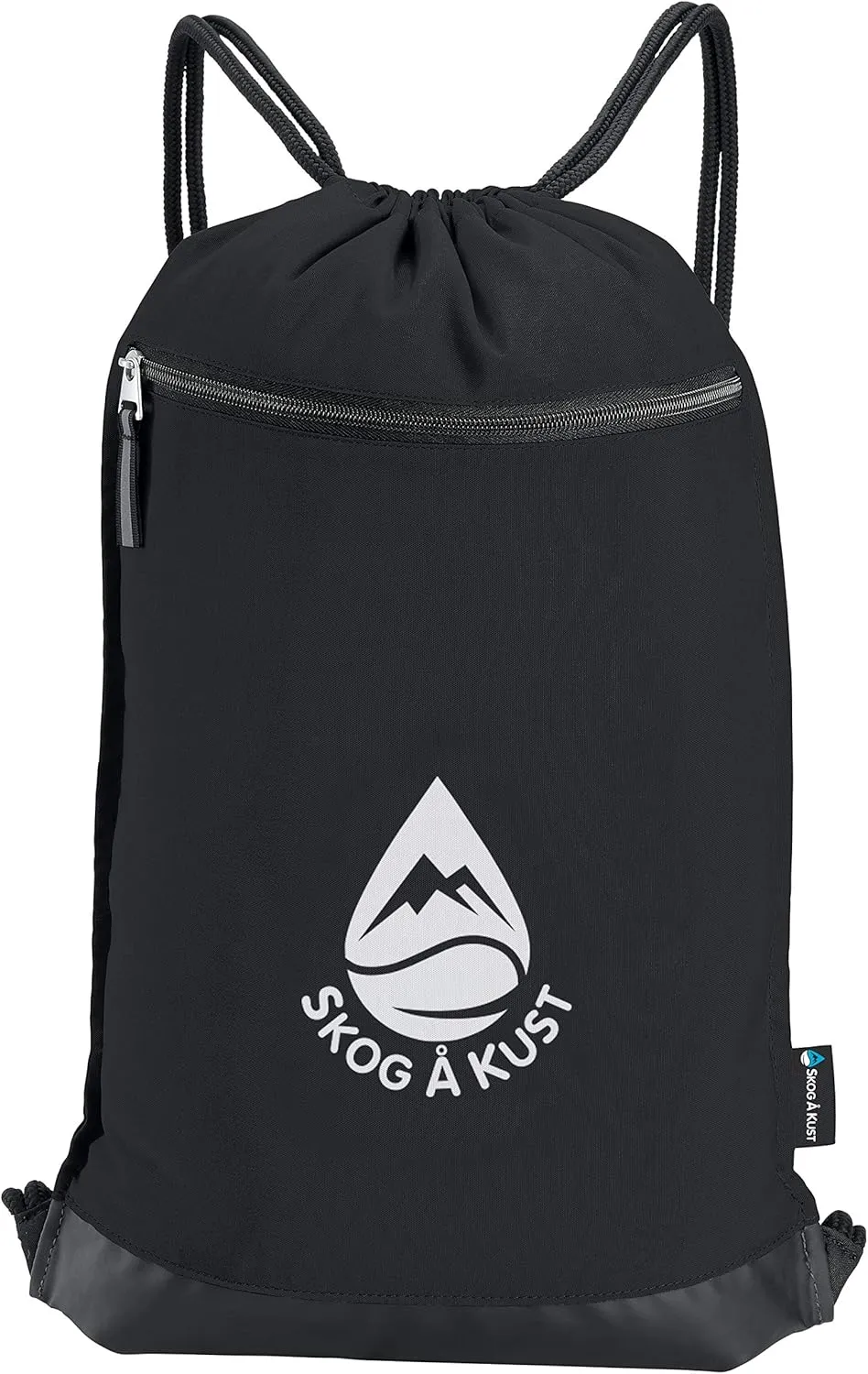 Skog Å Kust GymSak | Patented 2-in-1 Drawstring Cinch Bag with Removable Waterproof Dry Bag | Black & Grey