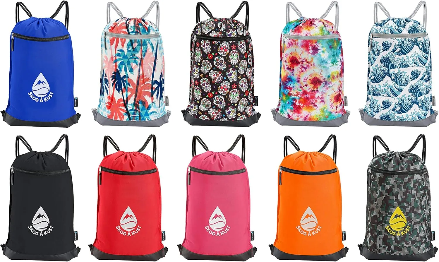 Skog Å Kust GymSak | Patented 2-in-1 Drawstring Cinch Bag with Removable Waterproof Dry Bag | Orange