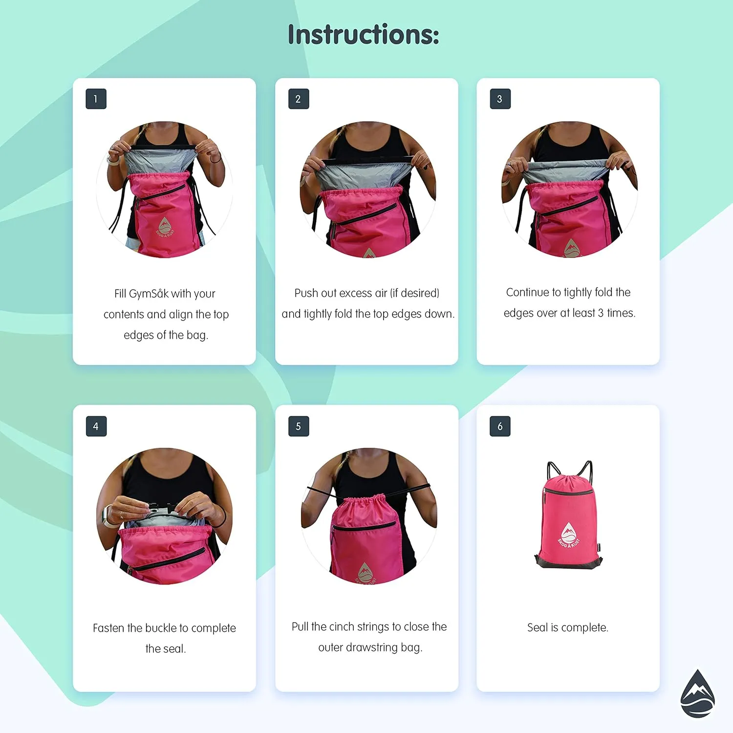 Skog Å Kust GymSak | Patented 2-in-1 Drawstring Cinch Bag with Removable Waterproof Dry Bag | Orange
