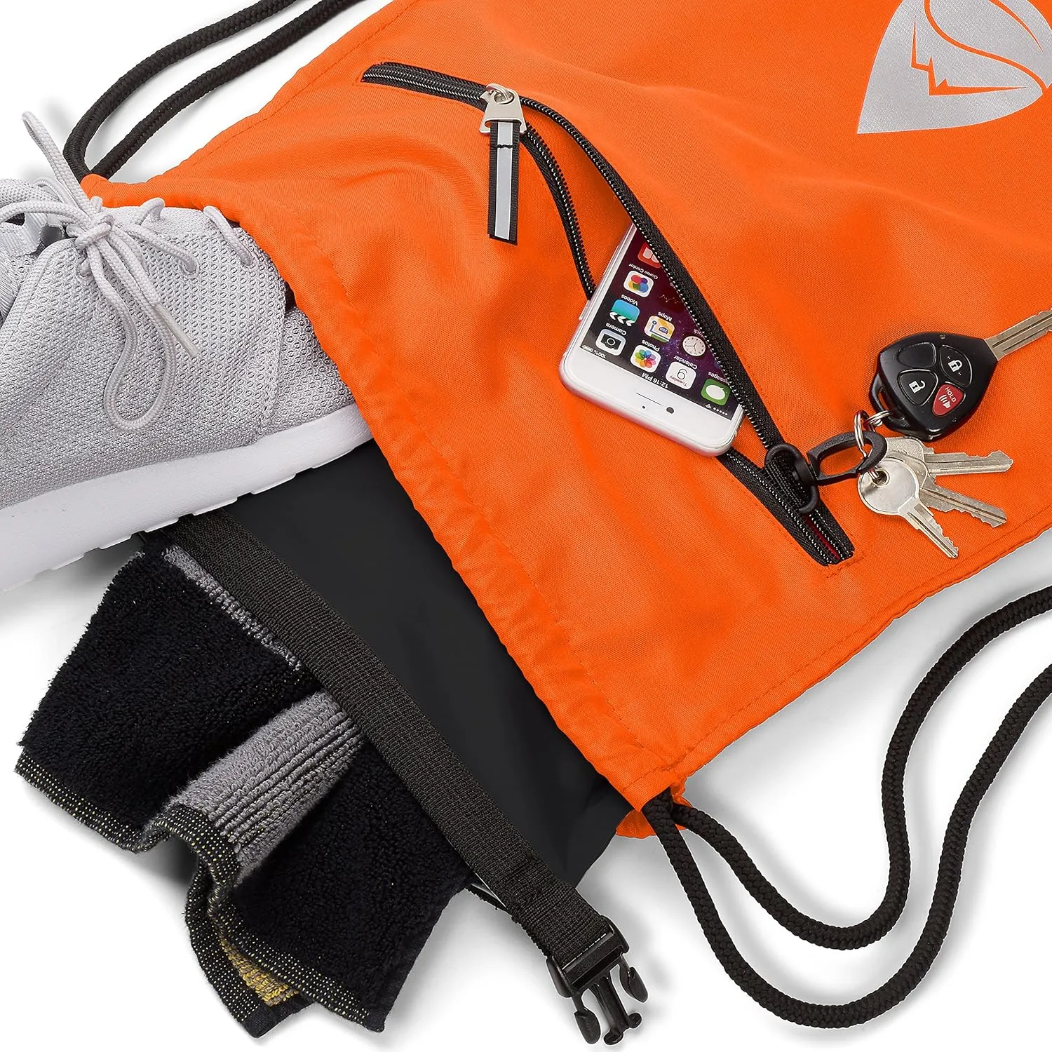 Skog Å Kust GymSak | Patented 2-in-1 Drawstring Cinch Bag with Removable Waterproof Dry Bag | Orange
