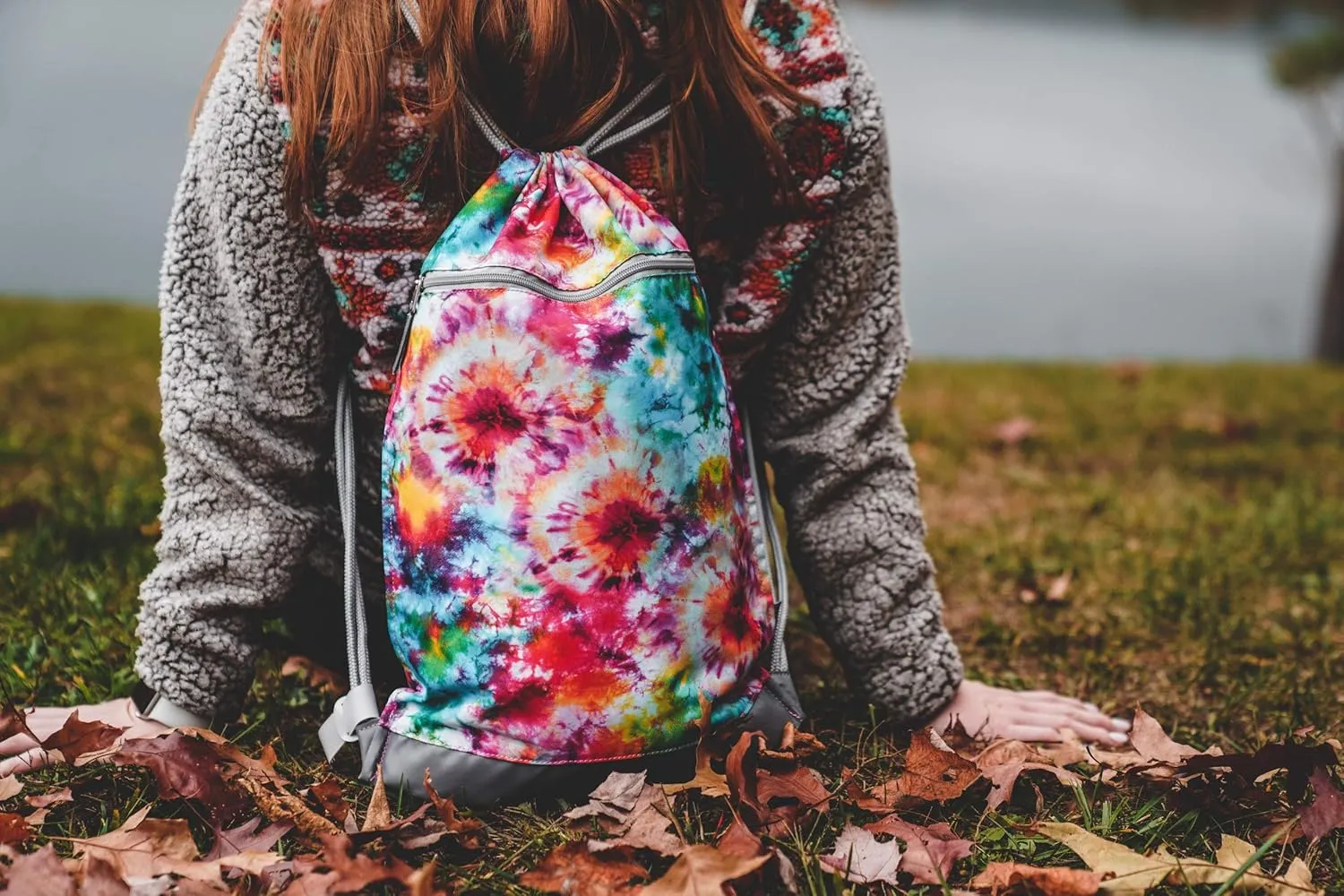 Skog Å Kust GymSak | Patented 2-in-1 Drawstring Cinch Bag with Removable Waterproof Dry Bag | Orange