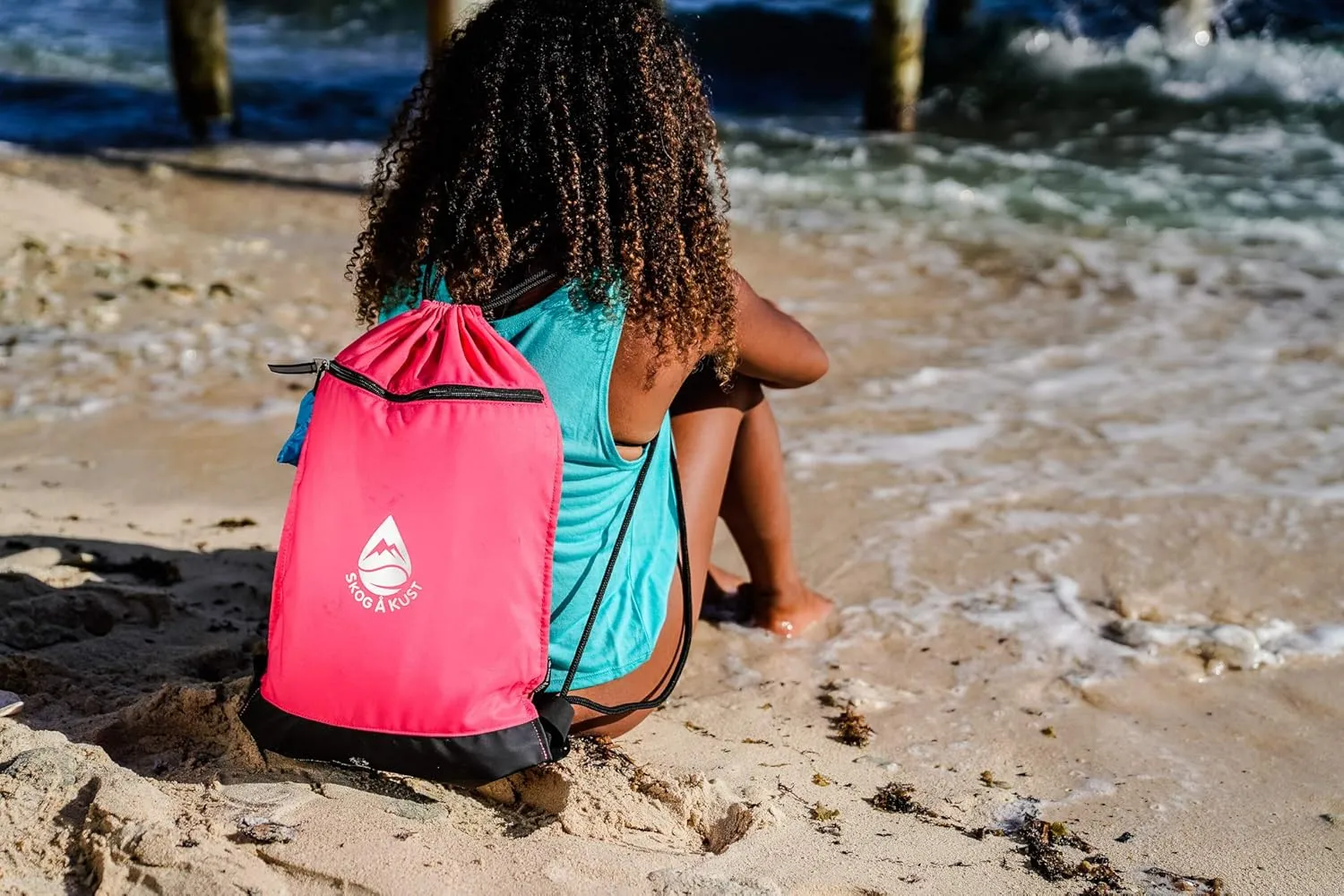 Skog Å Kust GymSak | Patented 2-in-1 Drawstring Cinch Bag with Removable Waterproof Dry Bag | Orange