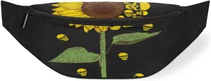 Skulls Sunflower Fanny Pack for Women Men Waist Pack Crossbody Bag with Adjustable Belt for Travel Hiking Running Cycling Festivals