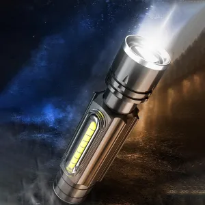 Small Flashlights, Outdoor Powerful Handheld Flashlight, LED Flashlight Portable, 1000 Lumens Super Bright Flashlight, Zoomable, Rechargeable Flashlight with 4 Modes (Size : 4.52in)