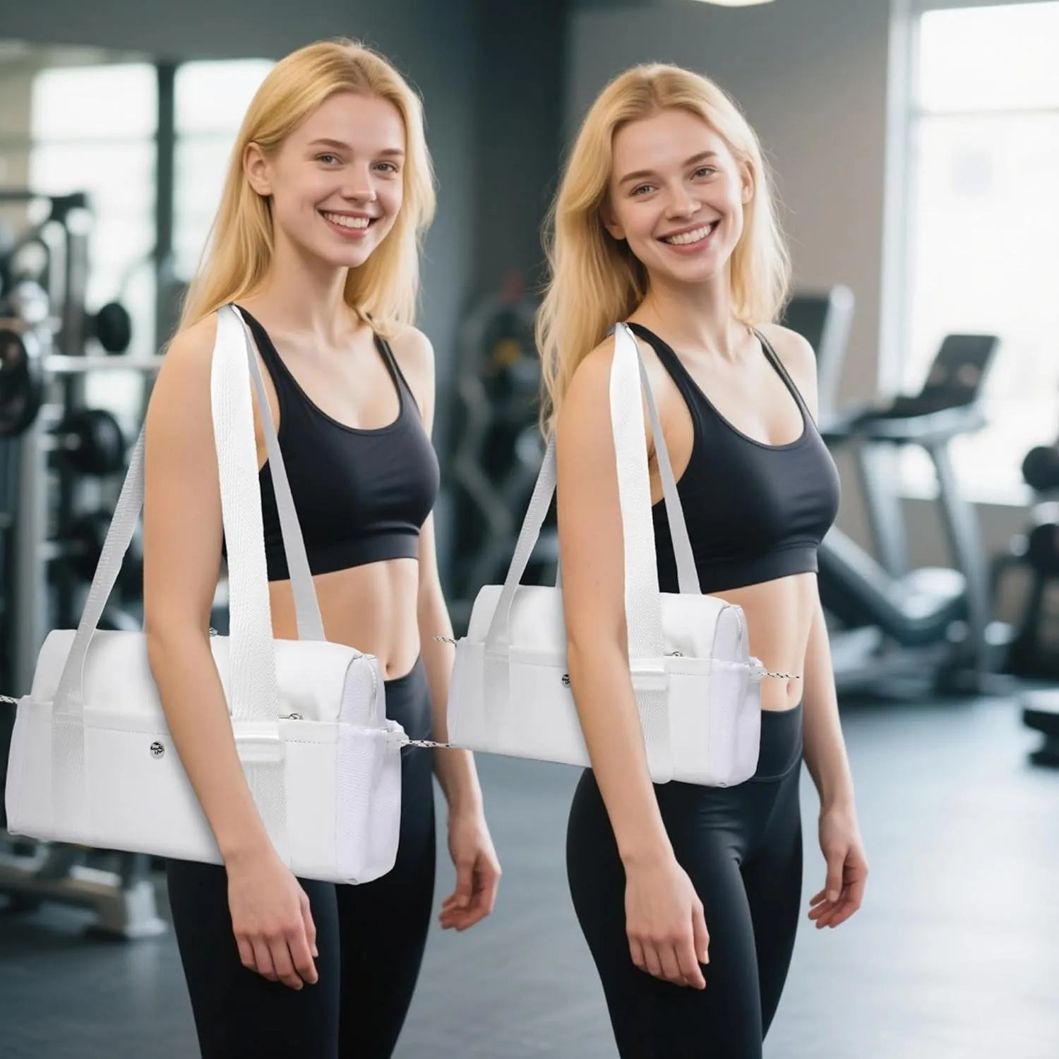 Small Gym Bag For Women Mini Gym Duffle Bag with Wet Compartment Waterproof Sports（White Medium）