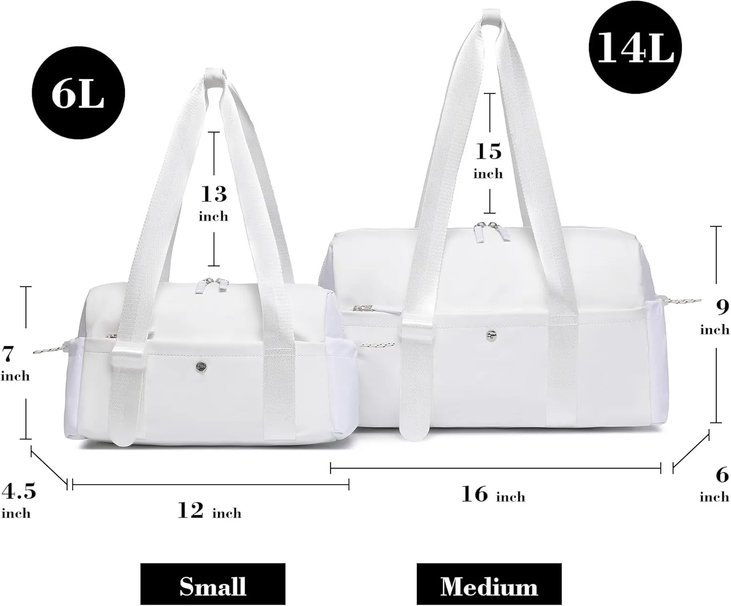 Small Gym Bag For Women Mini Gym Duffle Bag with Wet Compartment Waterproof Sports（White Medium）