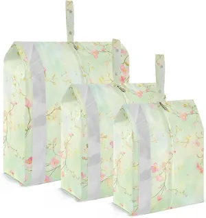 Small Pink Blossoms Travel Storage Bag with Lanyard - Portable Lightweight Classified Storage Bag with Zipper, Dust and Waterproof Travel Packing Cube for Suitcase,3 Pieces
